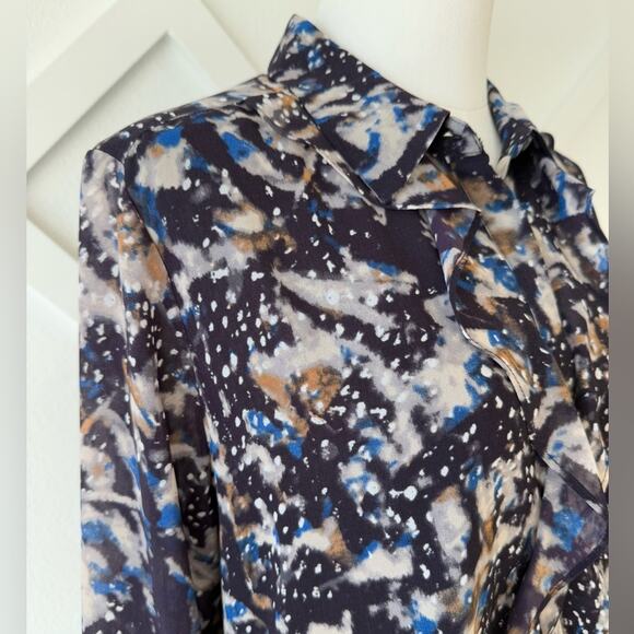 Cabi Starry Night Button Up Ruffle Chiffon Blouse Top Size Medium - Picture 4 of 13
